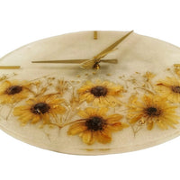 Horloge Murale avec Vraies Fleurs Séchées - Design Artisanal Silencieux 35 cm - KDEZO